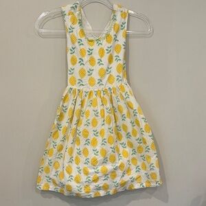 Girls Lemon 🍋 Print Cotton Sundress in White and Yellow Cross Back
